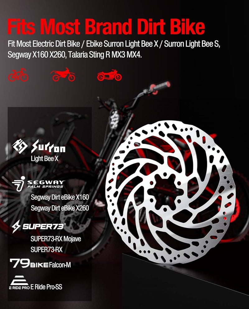 DriveXpwr Heavy-Duty 220 mm Thickened Stainless Steel Front&Rear Brake Disc Rotor for for Sur-Ron Light Bee LBX, Segway X160/X260 - Enhanced Cooling & Durability - Image 5